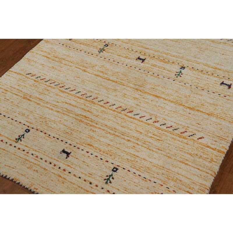 Little Animals Gabbeh Indian Rug Handmade Wool Carpet - 3'10" x 5'9"
