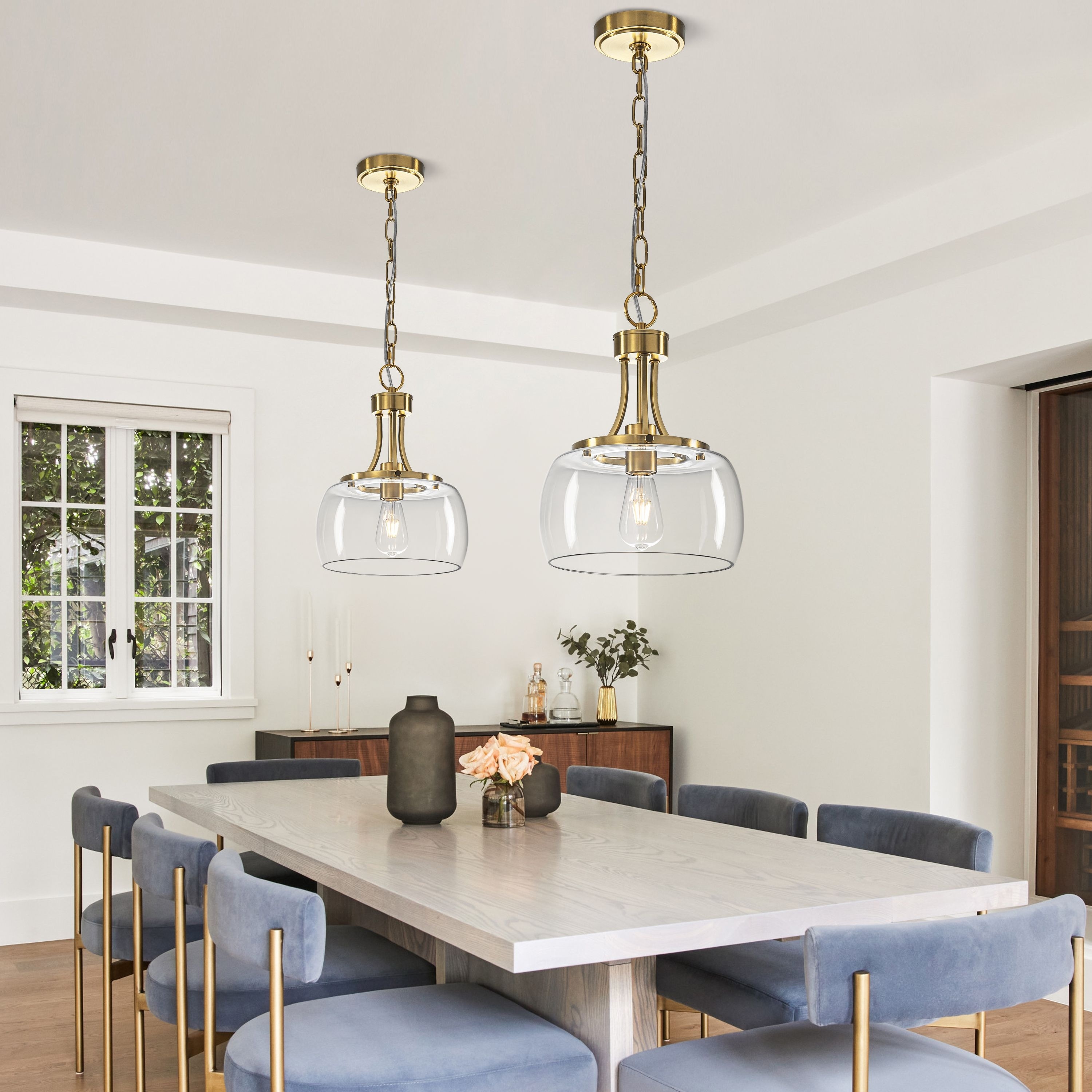 Starsky 1/3-Light Modern Clear Glass Dome Pendant Light - On Sale