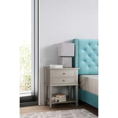 Silver Champagne Nightstand 28x22x16 Contemporary Bedside Table with Open Shelf, Stylish Durable Storage Solution