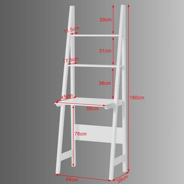 SoBuy FRG60-W, Storage Display Shelving Ladder Shelf With Desk And 2 Shelves
