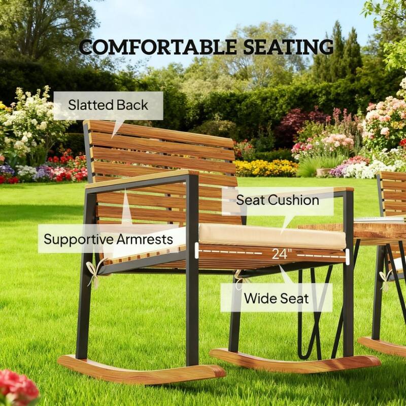 GDFStudio - Oliver Outdoor Rocking Chair Set of 2 with Cushioned - Rocking Chairs