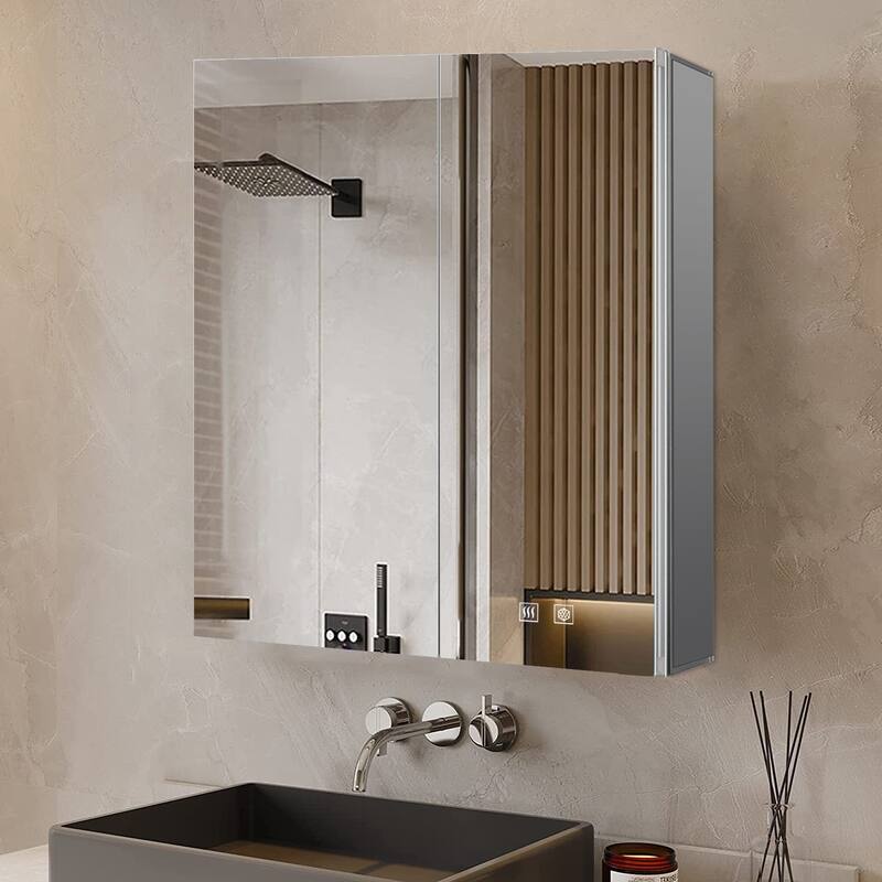 Corsica Surface-Mount LED Mirror Medicine Cabinet with Defogger - 30 in W x 36 in H