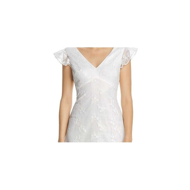 Adrianna Papell Women's Cap Sleeve V Neck Knee Length Sheath Cocktail Dress  White Size 2 - Bed Bath & Beyond - 40577829
