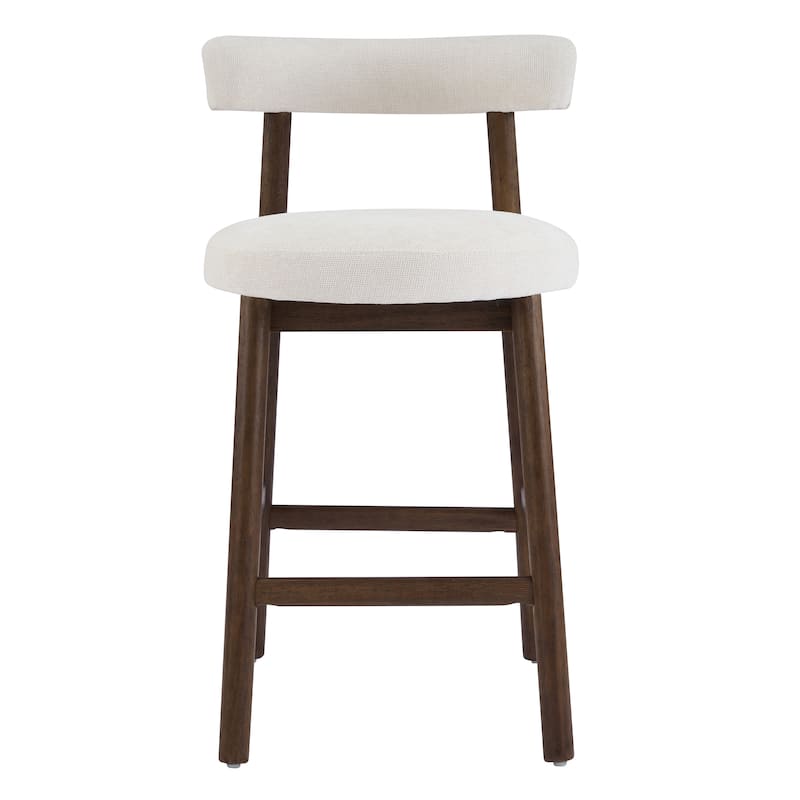 Christopher Knight Home - Riven Natural Rubberwood 26.77" Counter Stool Set with Beige Upholstery