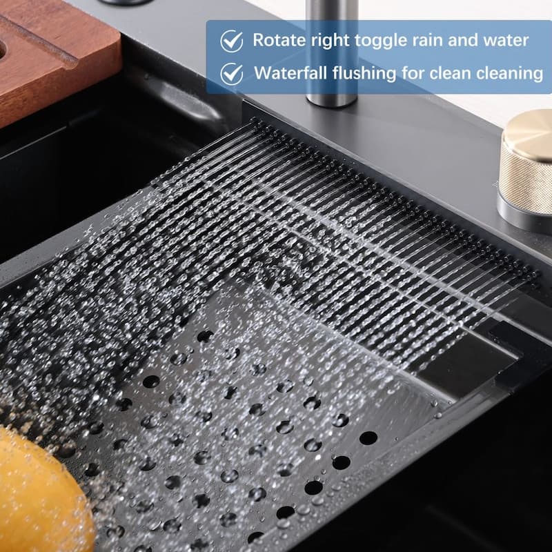 Lordear 29.5" Versatile Workstation Drop-In Stainless Steel Kitchen Sink 16 Gauge Single Bowl - 29.5"x18"