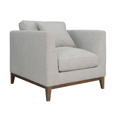Plush Upholstered Club Chair, Woven Tweed Neutral
