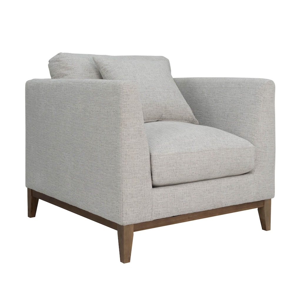 Plush Upholstered Club Chair, Woven Tweed Neutral