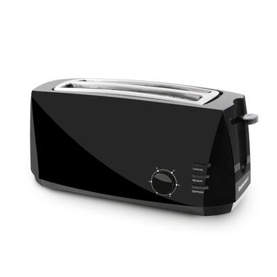 Elite Gourmet 4 Slice Long Slot Cool Touch Toaster, Black