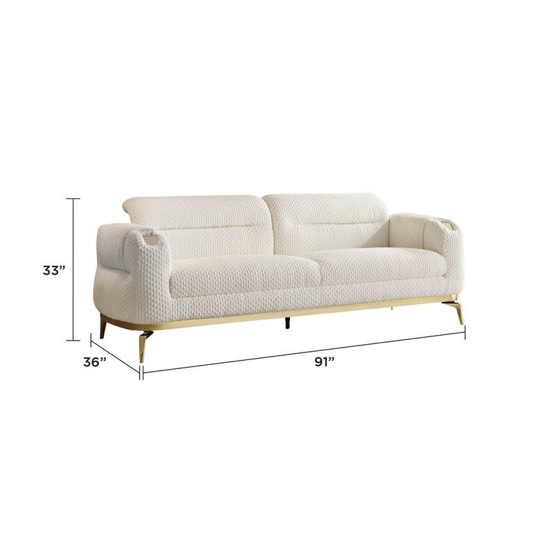 Zoe Sofa in Cream and Gray - Cream
