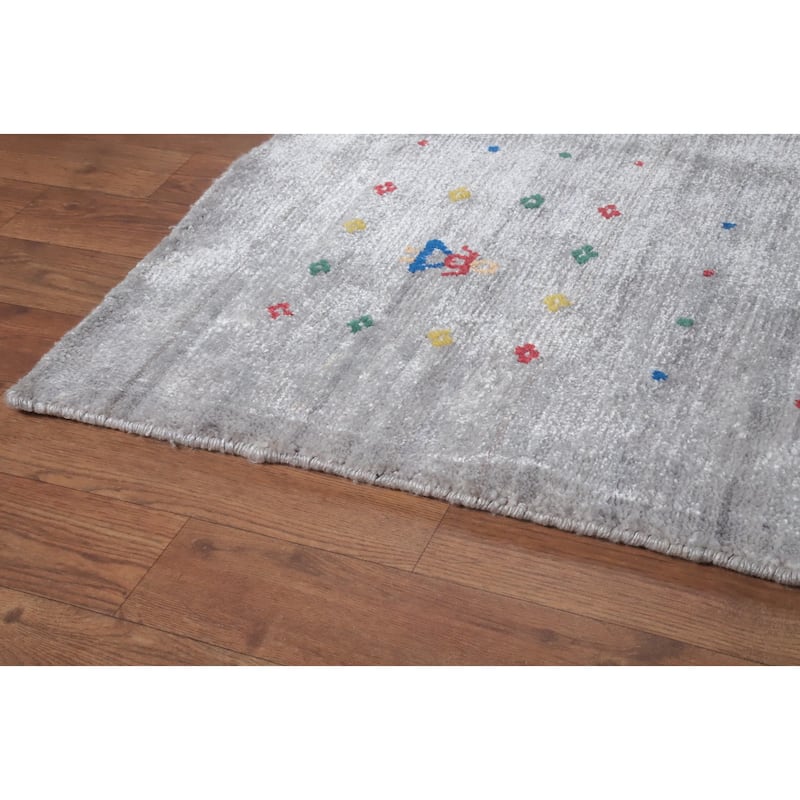 Hand Knotted Oriental 100% Wool Carpet Tribal Animal Pictorial Greys & Charcoal Gabbeh Area Rug - 11' 6'' X 8' 9''