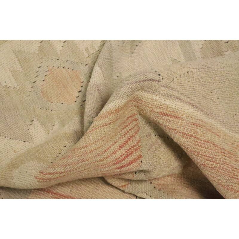 Hand Woven Oriental 100% Wool Carpet Southwestern Tribal Oranges & Rust Kilim Area Rug - 13' 2'' X 9' 4''