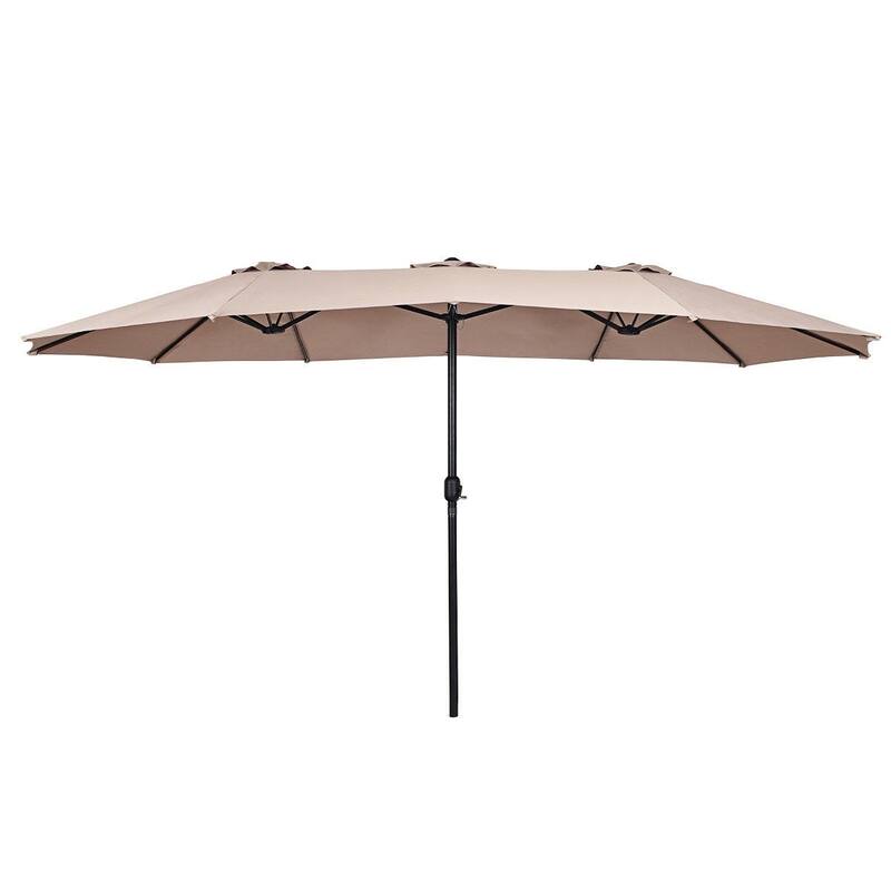 15' Twin Patio Umbrella Double-Sided Outdoor Market Umbrella without Base - 15' x 9.0' x 8' (L x W x H) - Beige