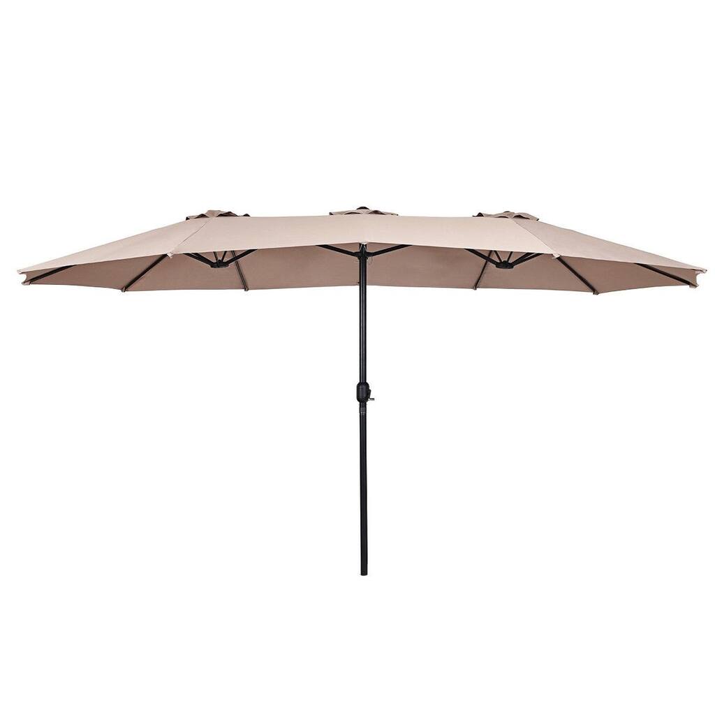 15' Twin Patio Umbrella Double-Sided Outdoor Market Umbrella without Base - 15' x 9.0' x 8' (L x W x H)