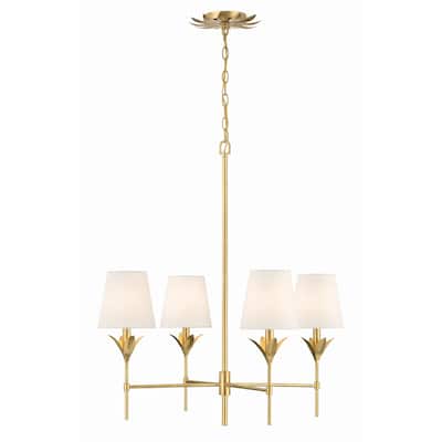 Broche 4 Light Antique Gold Chandelier - 28"W x 28"H x 28"D