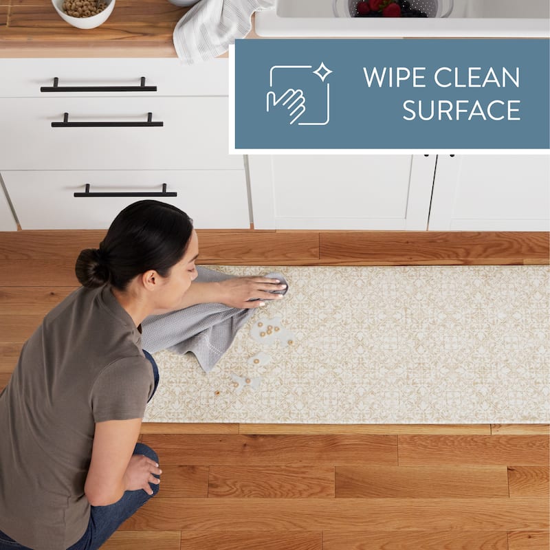 TOWN & COUNTRY BASICS Vintage Medallion Anti Fatigue Kitchen Mat Non-Slip Backing