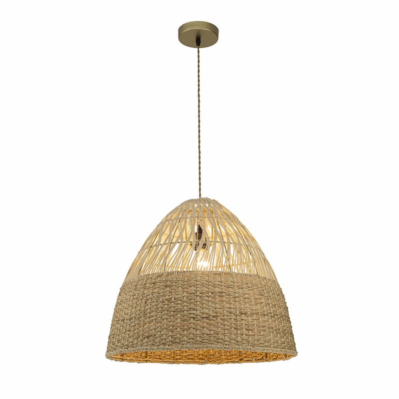 Willa 1-Light Rattan Dome Pendant, Coastal Boho - Handwoven - 20" Wide