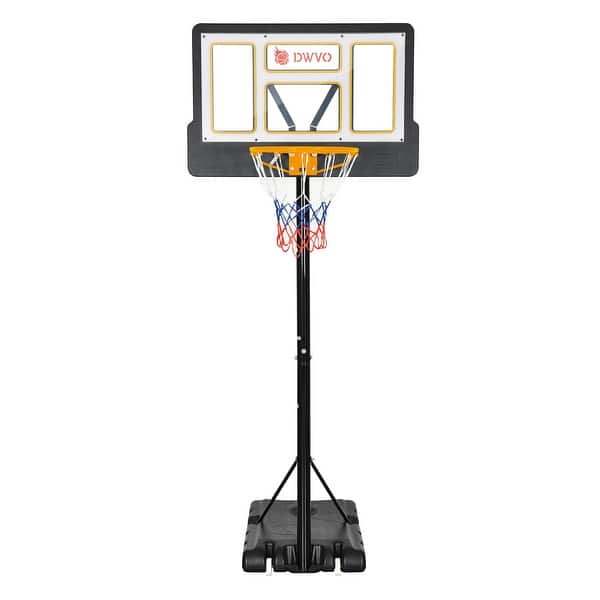 slide 2 of 13, Height Adjustable 4.4-10 FT Portable Basketball Hoop with Shatterproof Backboard Indoor & Outdoor Fun Yellow+White+Black