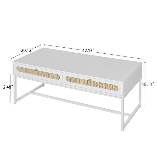 2 Rattan Drawer Coffee Table, Modern Furniture Decor, for Living Room