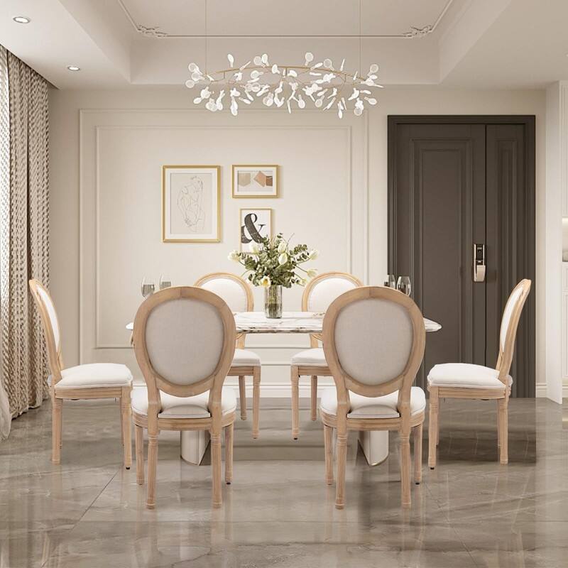 Upholstered French Style Nailhead Dining Chairs(Set of 6)