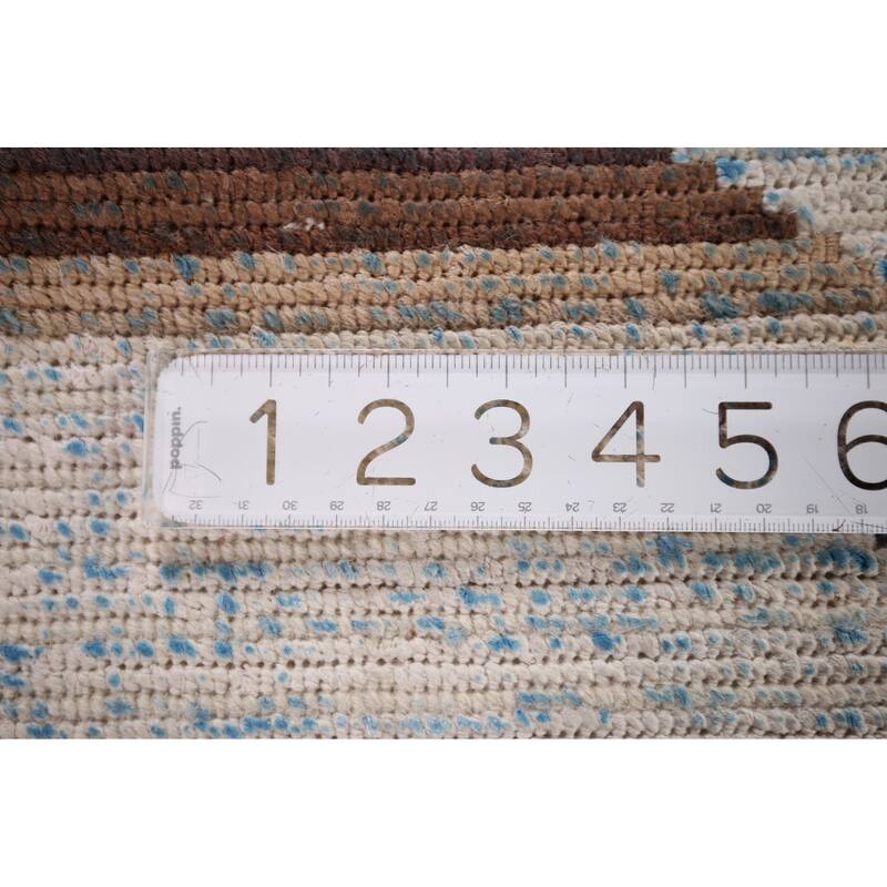 Striped Modern Abstract Accent Rug Hand-Knotted Wool Carpet - 2'9" x 5'0"