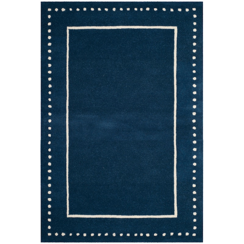 SAFAVIEH Handmade Bella Alverta Dotted Border Wool Rug - 2' x 3' - Navy Blue/Ivory