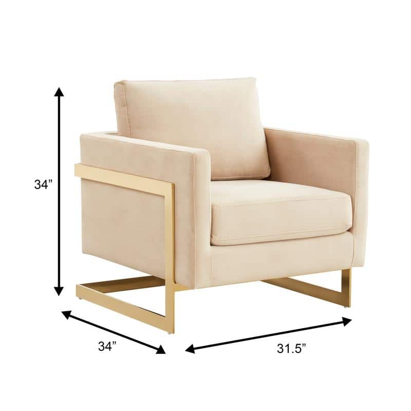 Lincoln Modern Velvet Upholstered Accent Designer Lounge Chair with Gold Frame for Living Room, Bedroom and Home Office - 34"