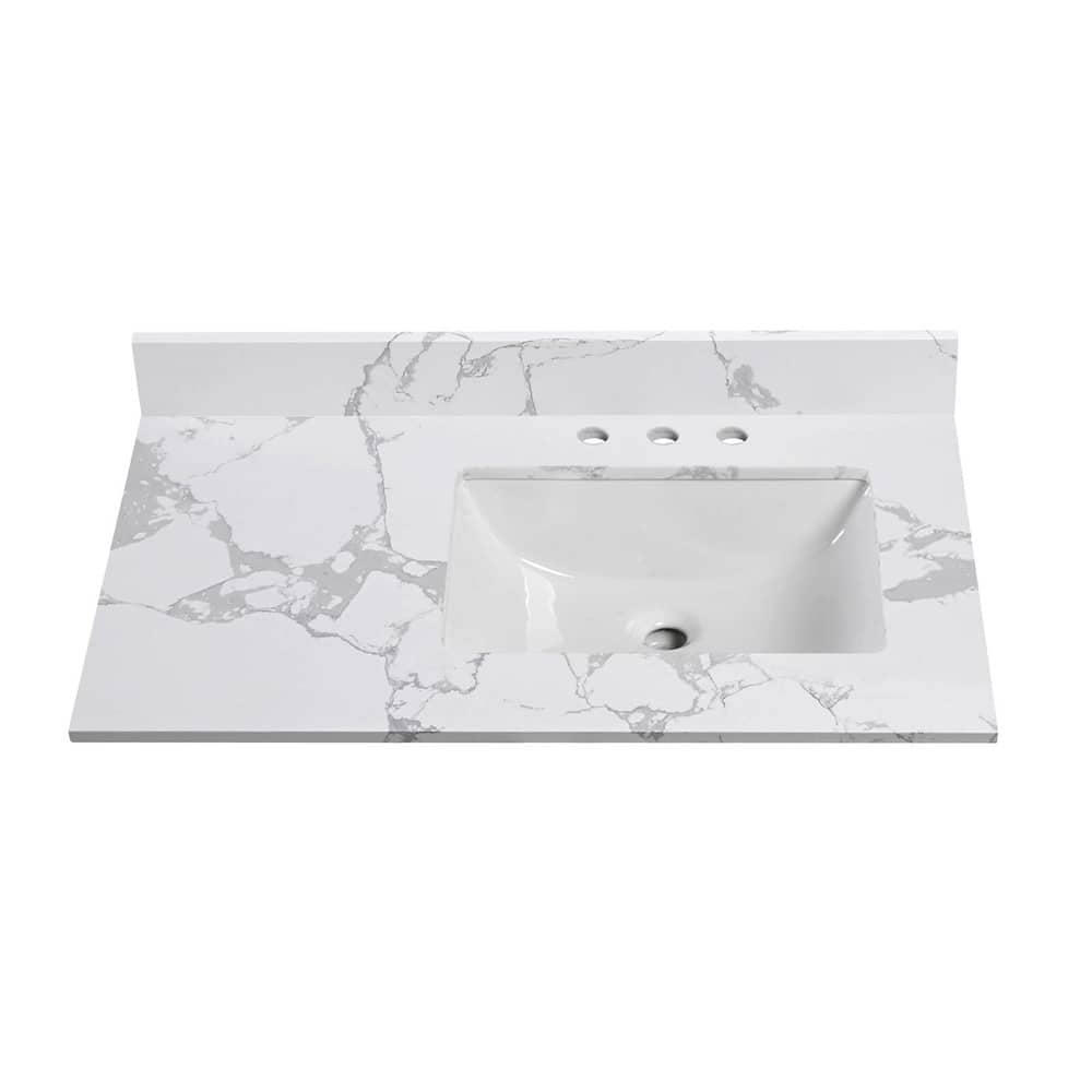 Whisperlace Engineered Marble Bathroom Vanity Top with Sink