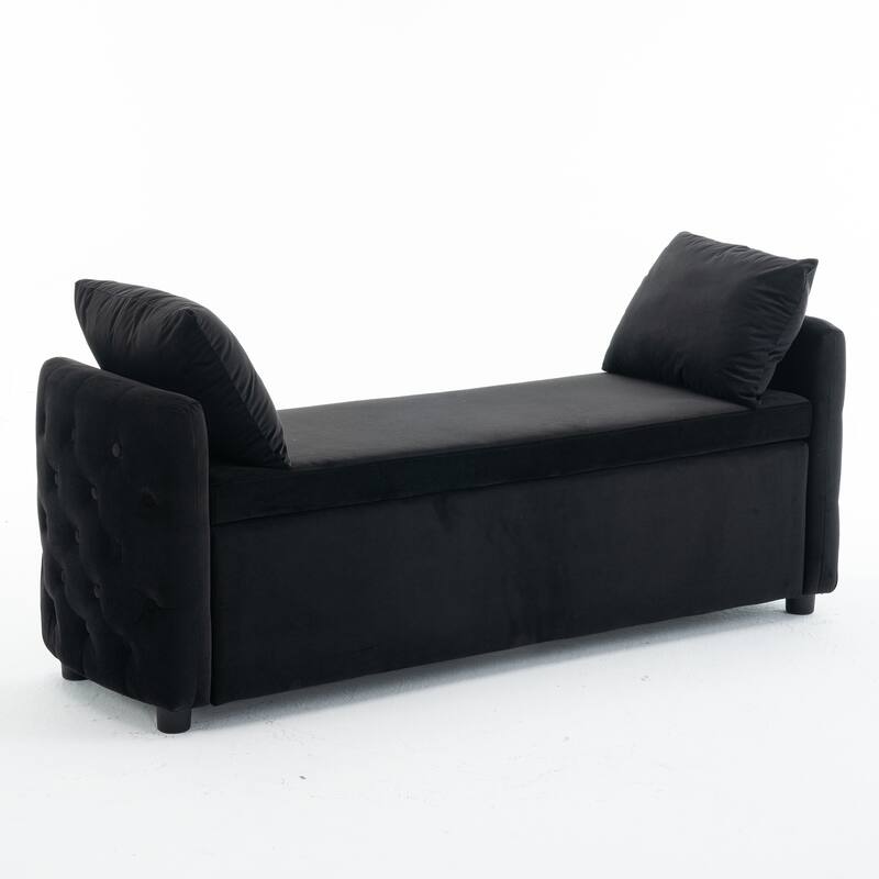 Storage Bench for Bedroom, 60" End of Bed Bench for King Size Bed Modern Upholstered Long Bench with Tufted Arm