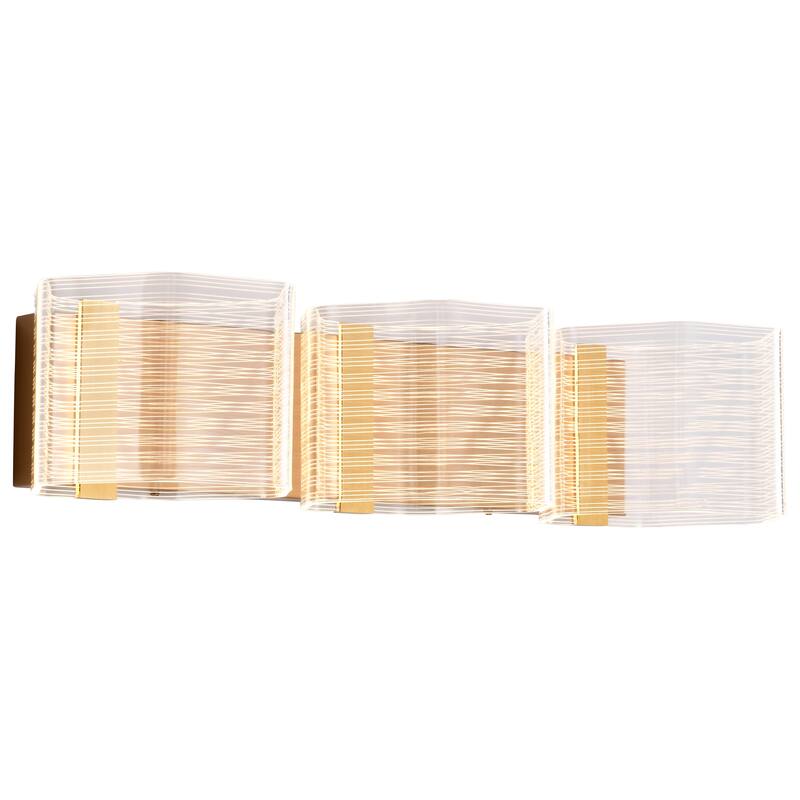 Kenzo LED 3 Light Vanity Vintage Brass Finish Light Guide Panel - Polished Anodized Bronze