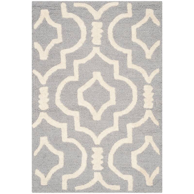 SAFAVIEH Handmade Cambridge Smaragda Modern Wool Rug - 2' x 3' - Silver/Ivory