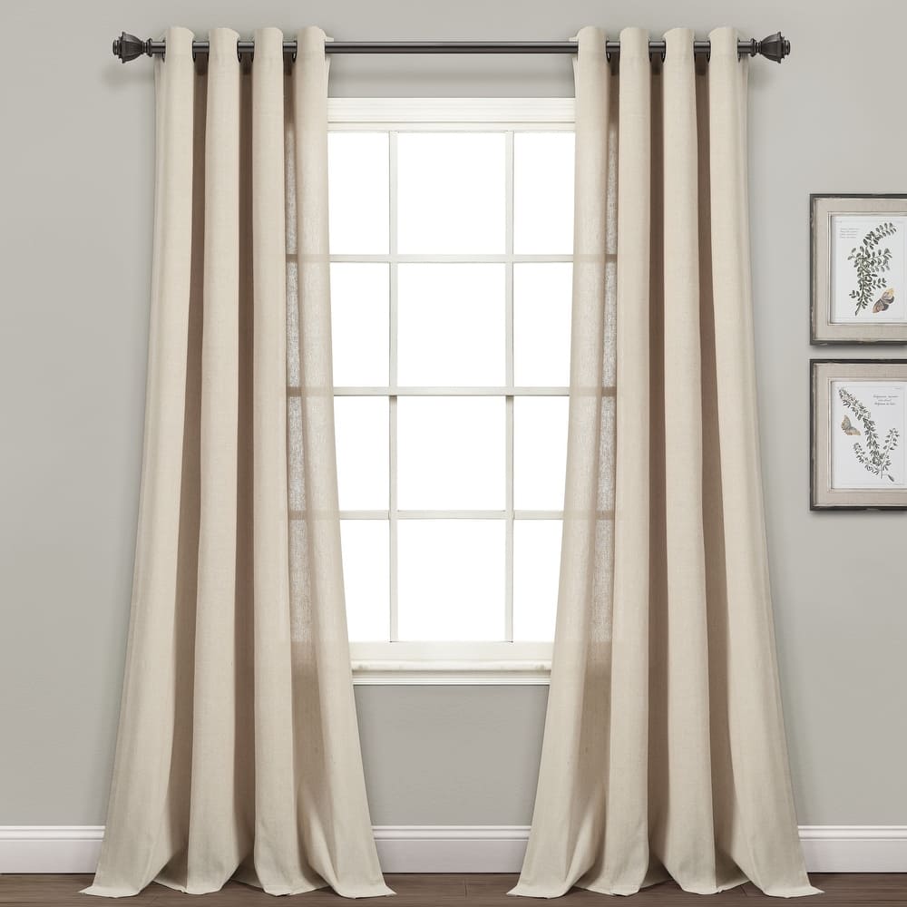 Lush Decor Faux Linen Grommet Window Curtain Panel Pair - 84" x 52"