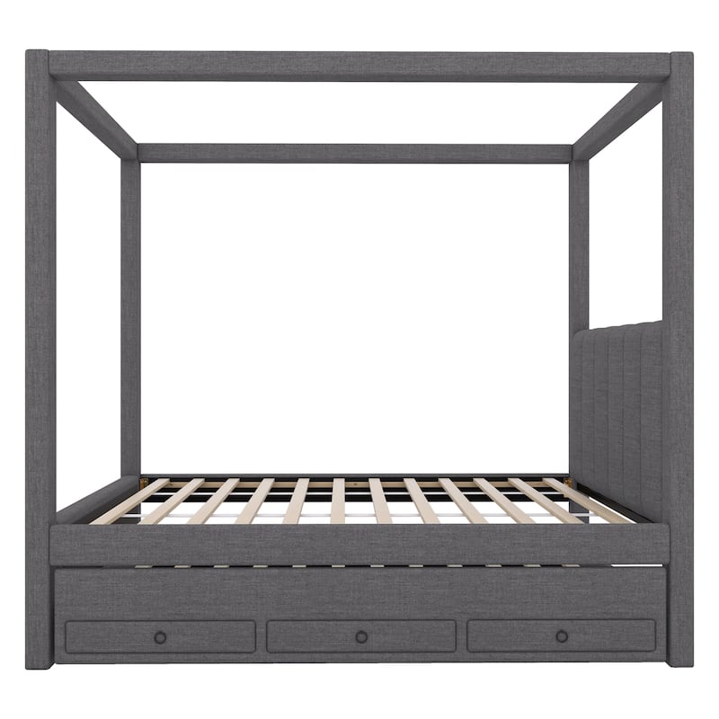 Twin Size Upholstery Canopy Platform Bed