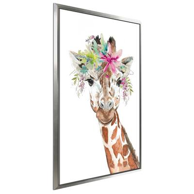 "Giraffe With Floral Crown" Print on Floating Canvas