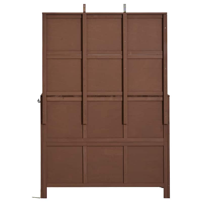 45" Fir Wood Outdoor Potting Bench with Hutch, Cabinets, and Drawers