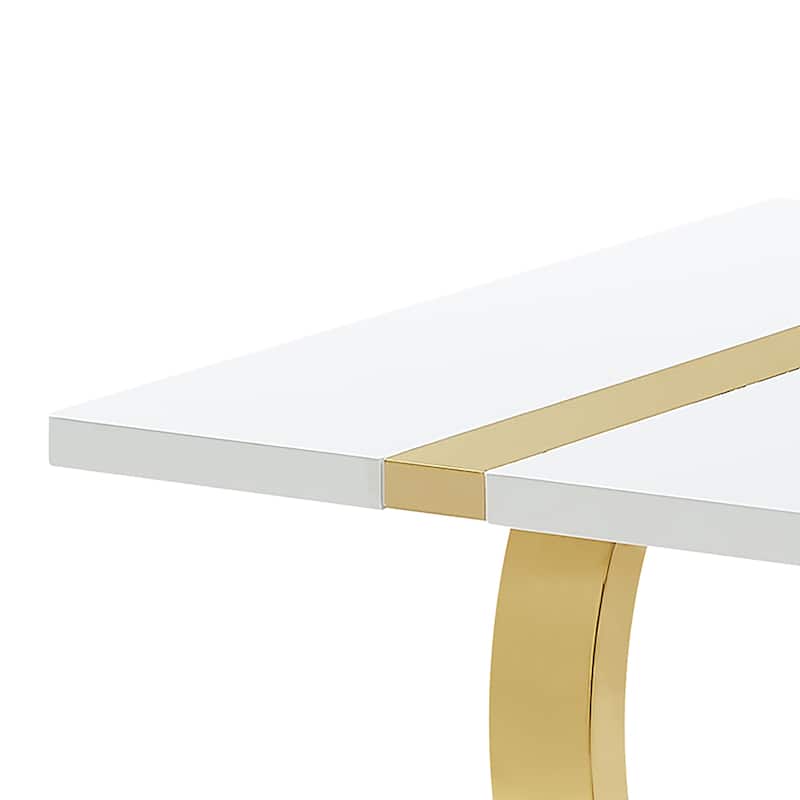 Furniture of America Carra Modern Stainless Steel O-Shaped Trestle Base Coffee Table