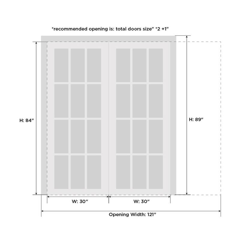 Sliding French Double Pocket Doors / Mela 0755 Painted White / Kit Rail Hardware / MDF Interior Bedroom Modern Doors
