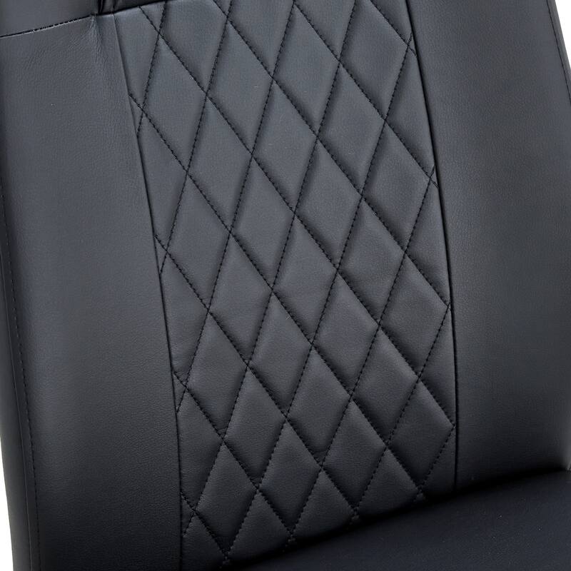 Faux Leather Dining Room Chairs with Upholstered Seat, Modern Kicthen Chairs Armless Accent Chairs with Metal Legs, Set of 4