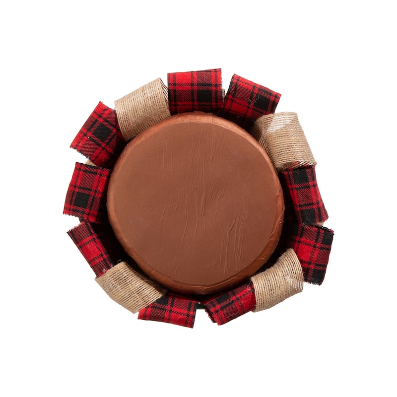 Glitzhome 17"H Christmas Plaid Fabric Tabletop Tree