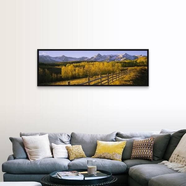 Trees In A Field Near A Wooden Fence Dallas Divide San Juan Mountains Colorado Black Float Frame Canvas Art Overstock 25499576