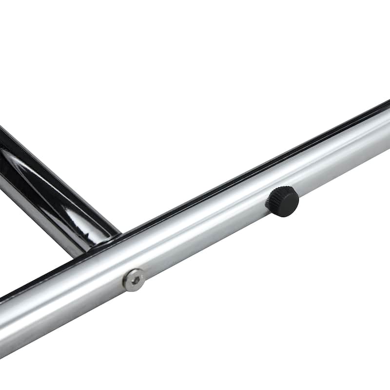 Black shoe changing bench silver metal legs