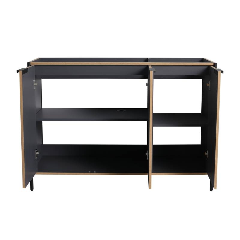 Modern 48 Inch Freestanding Bathroom Vanity Base with Soft-Close Doors and Storage Shelves - No Sink Included