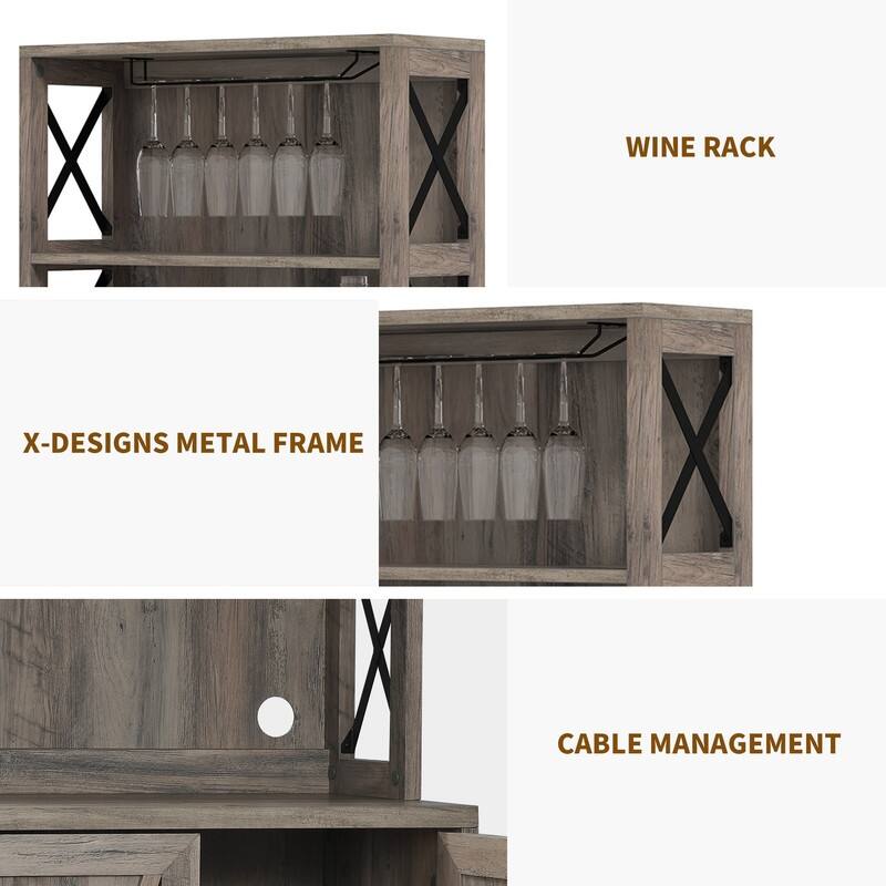 Bar Cabinet for Liquor and Glasses Dining Kitchen Cabinet with Wine Rack
