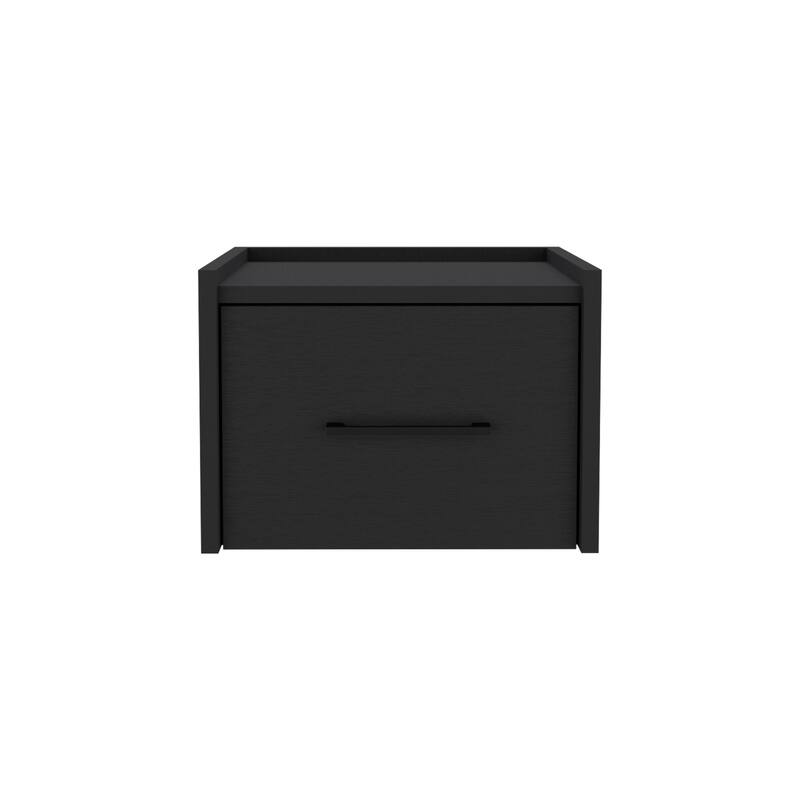 Floating Wall-Mounted Nightstand with Drawer - Black - Space-Saving Bedside Table