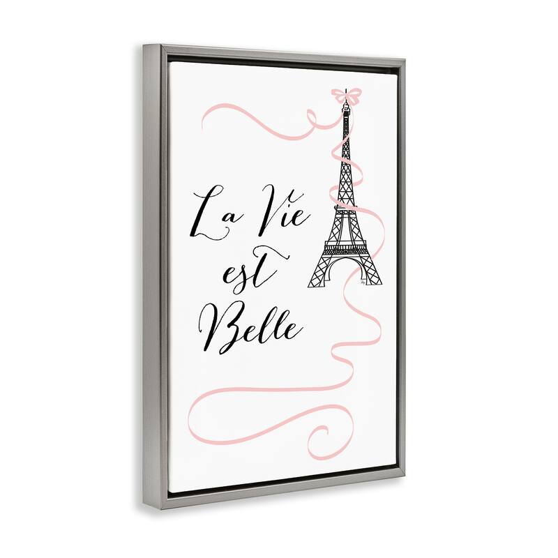 Stupell Life Is Beautiful French Phrase Framed Floater Canvas Wall Art Design By Martina Pavlova