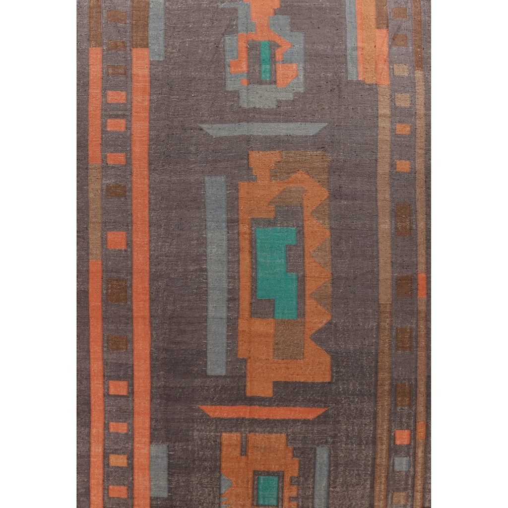 Hand Woven Oriental 100% Jute Carpet Southwestern Modern Greys & Charcoal Kilim Area Rug - 14' 0'' X 10' 7''