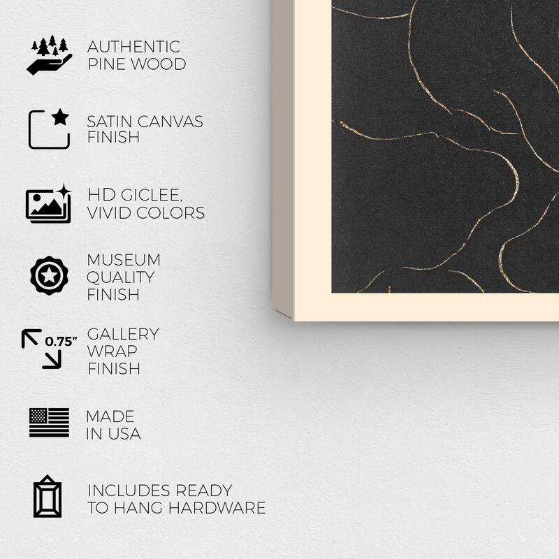 Wynwood Studio Canvas Abstract Bodies Black and Metallic Gold Modern & Contemporary Wall Art Canvas Print