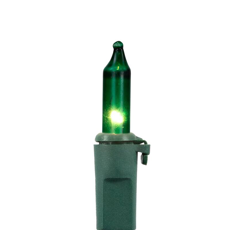 Mini Christmas Light Set - Green and Clear - 10' Green Wire - 50ct