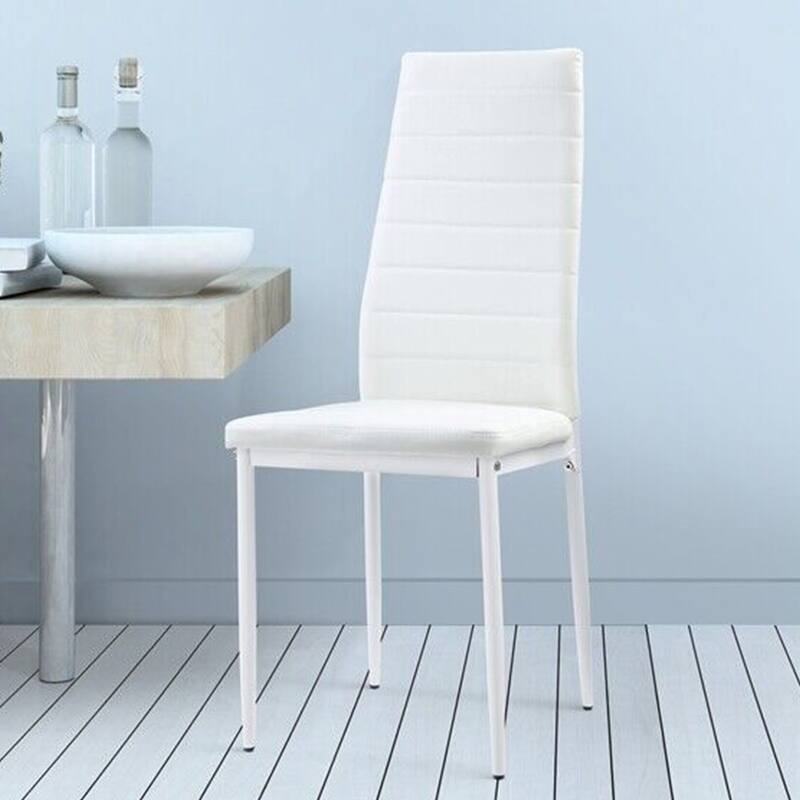 Set of 2 Modern Metal Dining Room Chairs White 16x38 Bed Bath
