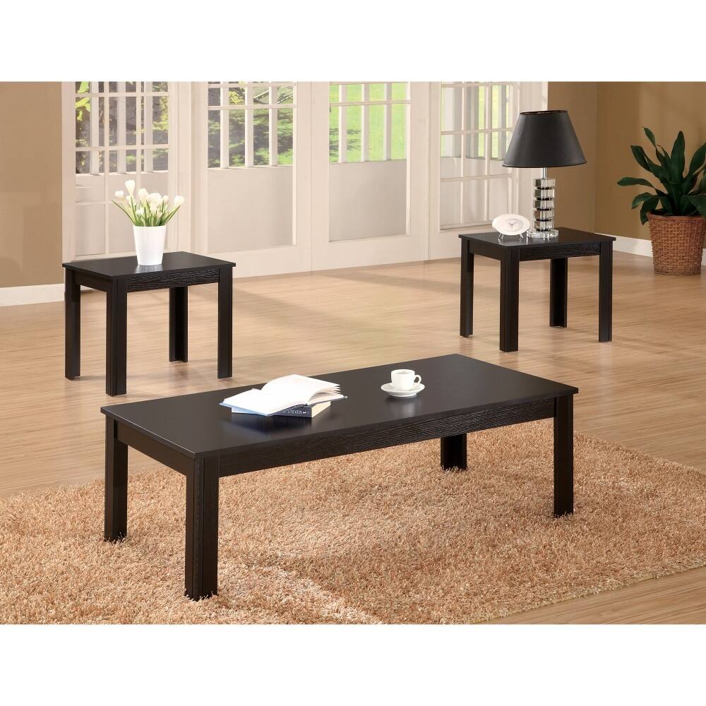 Attractive Black Three Piece Occasional Table Set - 15 H x 44 W x 22 L Inches