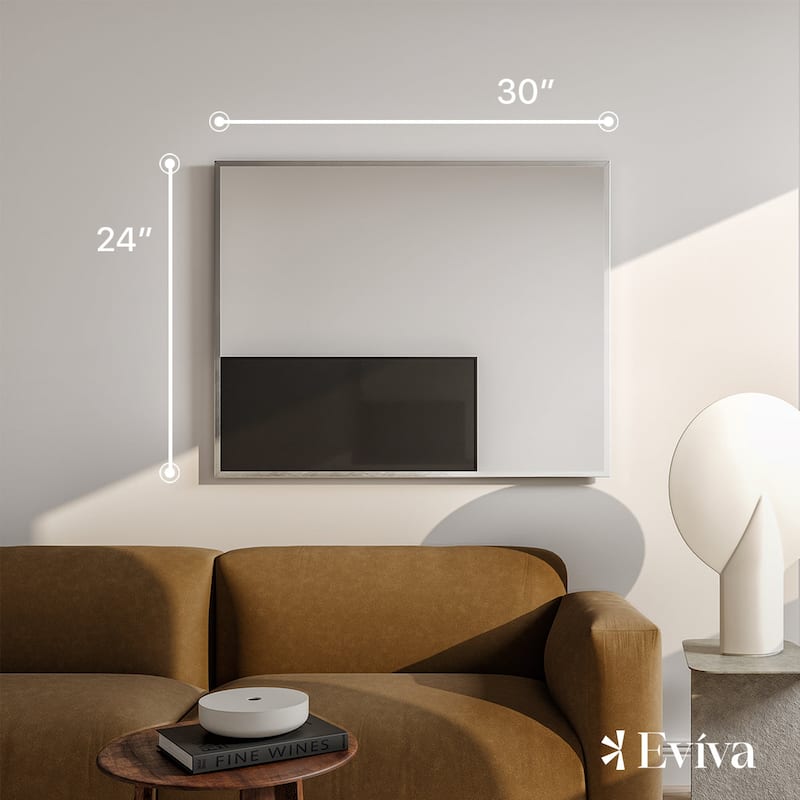 Eviva Sax 24" x 30" Rectangular Brushed Nickel Metal Framed Mirror - Brushed Nickel